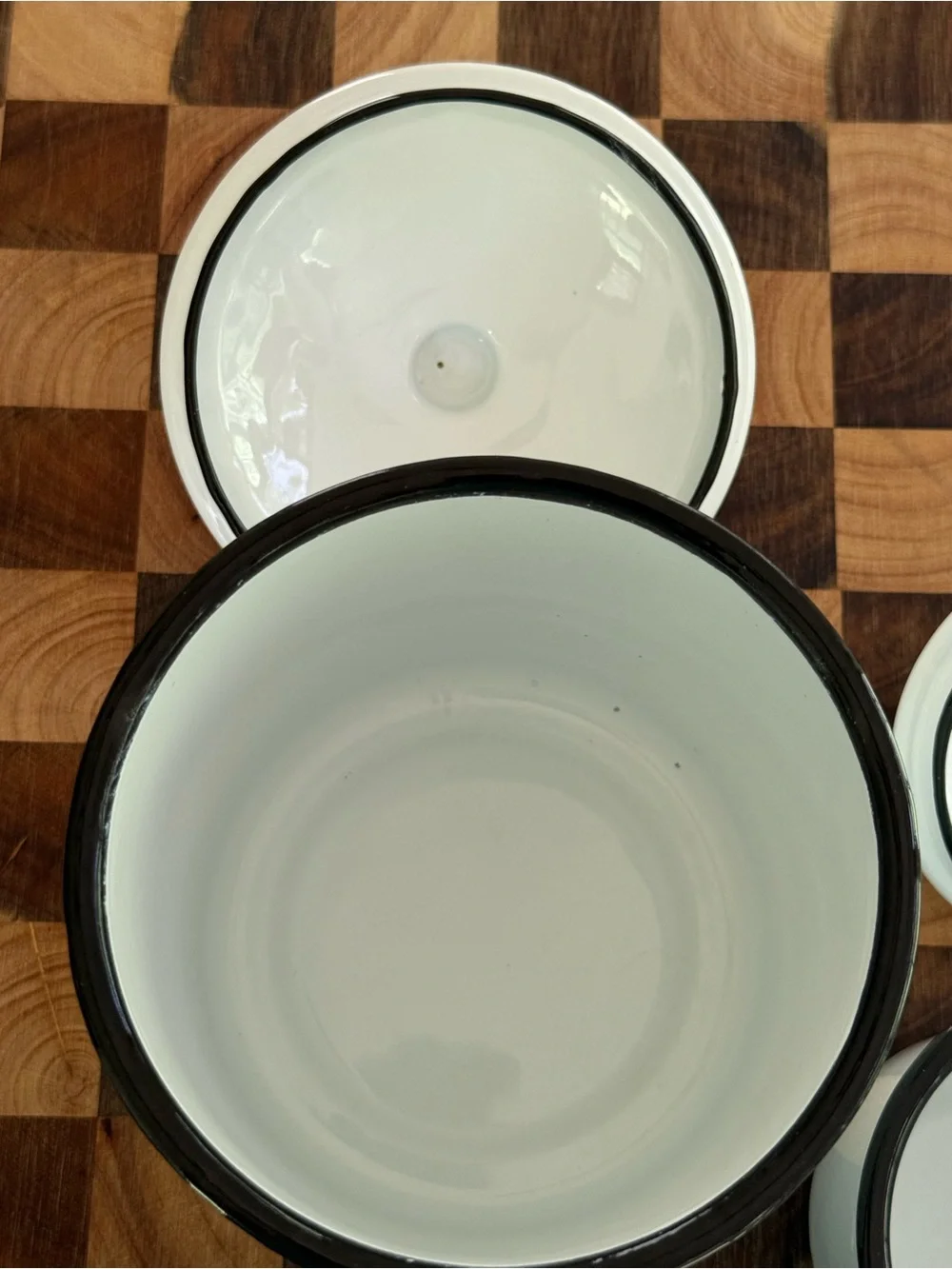 White and Black Enamel Coffee & Sugar Storage Canister Set